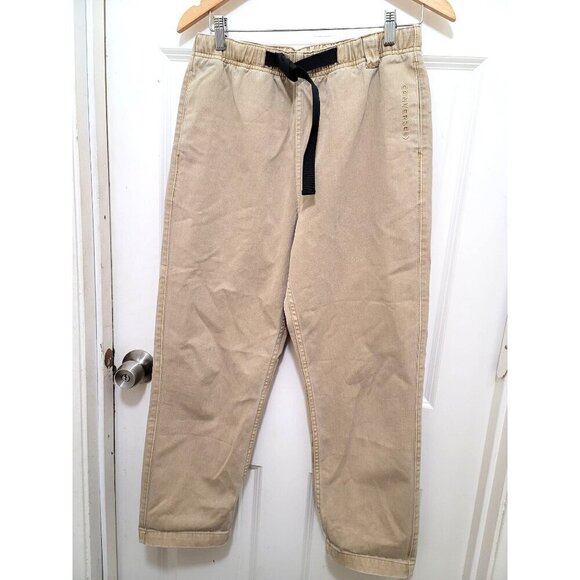 Converse Mens Beige Elastic Waist Jogger Pants With Black Drawstring Size XS - Picture 1 of 13